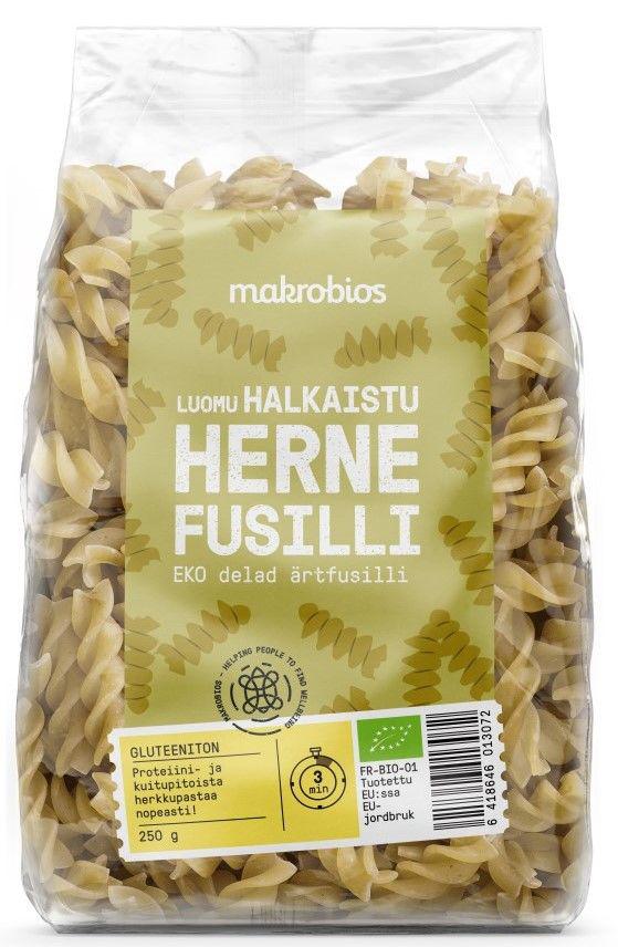 Halkaistu herne fusilli luomu Makrobios 250g - Pastat | Luomun tarina