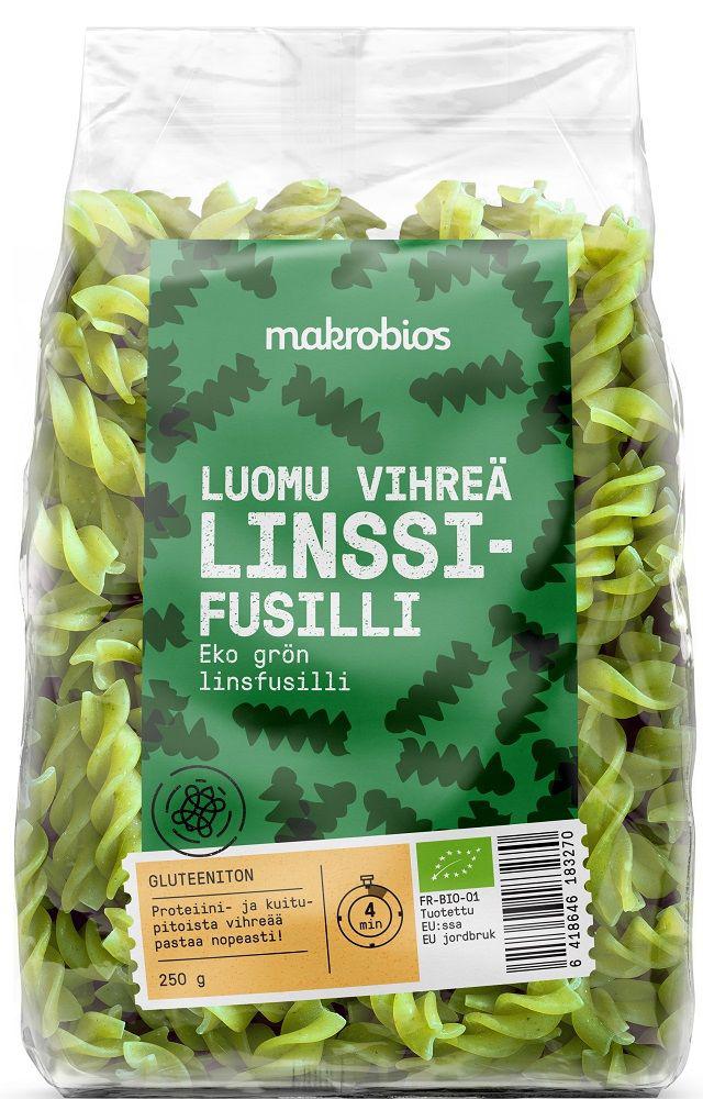 Vihreä linssifusilli luomu Makrobios 250g - Pastat | Luomun tarina